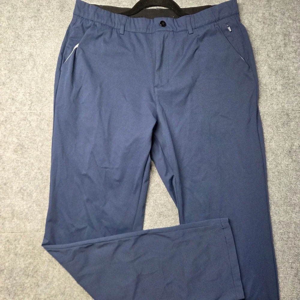 Talanes Mens Performance Golf Pants Navy Blue Flat Front Stretch Trousers 34x32
